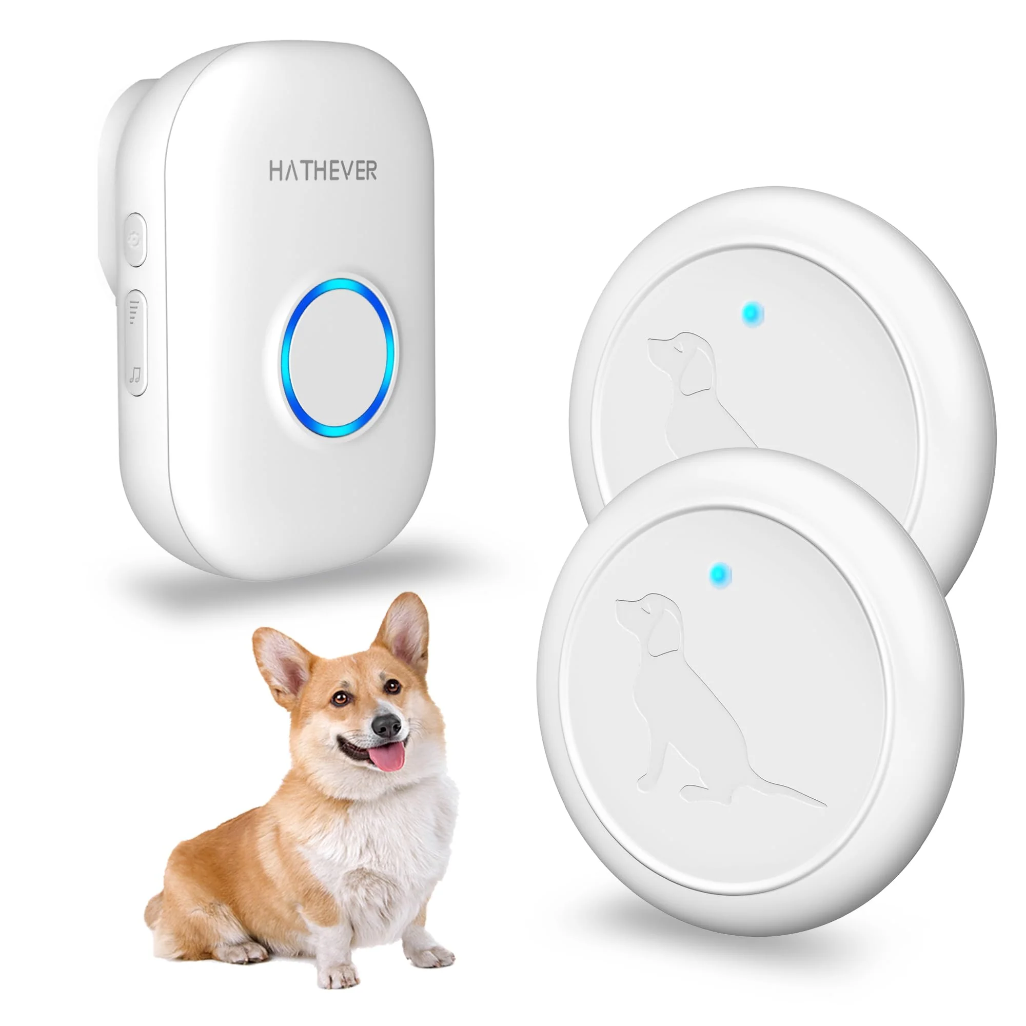 Premium Material Hathever Dog Bells to Go Outside — 1000 Ft Wireless Door Bell IP65 Waterproof Button 32 Melodies Authentic