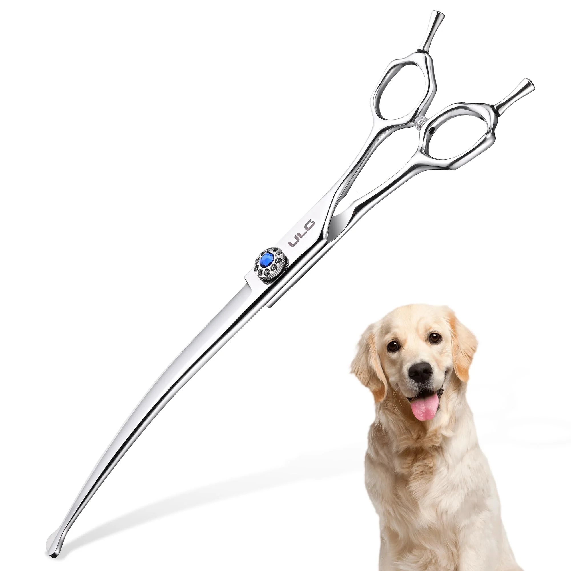 Natural ULG Curved Dog Shears 7.0in – Professional Curved Grooming Scissors 440C Stainless Comfortable