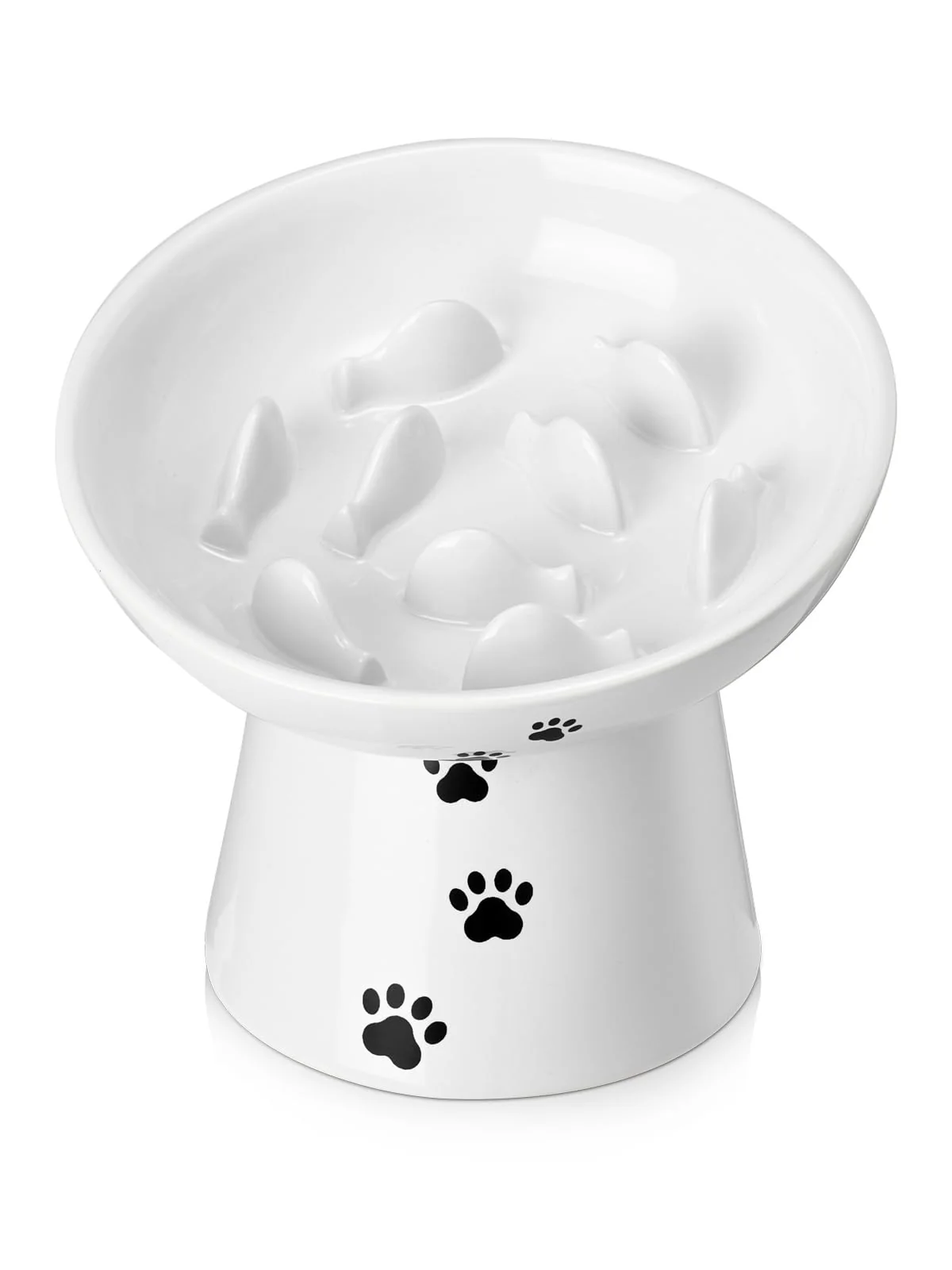 Exclusive Y YHY Slow Feeder Cat Bowl – Ceramic d 6-Inch Anti-Vomiting for Dry Wet Food White Flexible