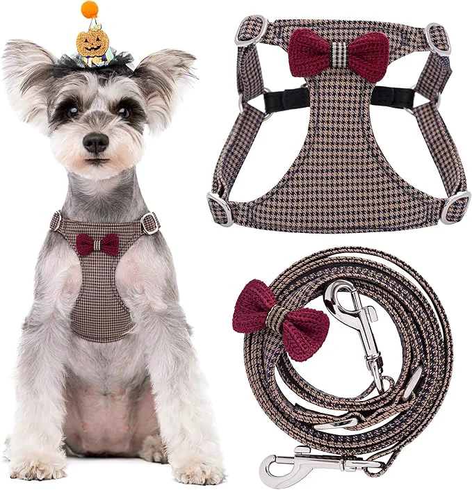 Convenient Puppytie No Pull Small Dog Harness with Multifunction Dog Leash Lightweight Soft Adjustable No Choke Escape Proof Pet Harness Vest Pet Harness Vest Knitted Brown SAbout ThisOverview High-Grade