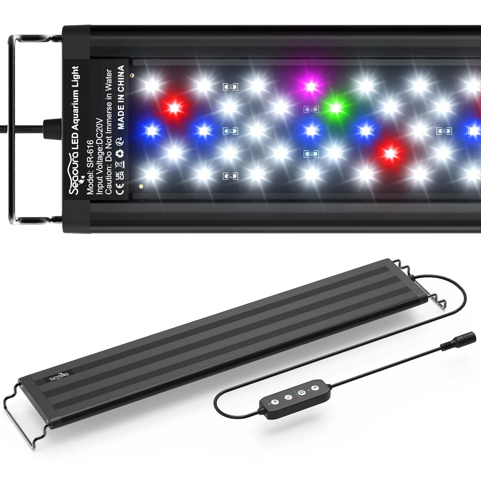 Contemporary SEAOURA LED Aquarium Light – Full Spectrum 18-24 Inch Timer Extendable Brackets Breathable