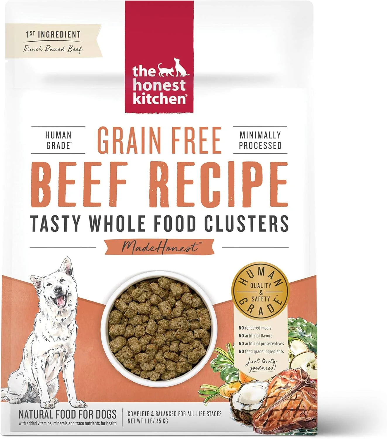Fine Crafted The Honest Kitchen Whole Food Clusters Grain Beef Dry Dog Food 1 lb First-Class