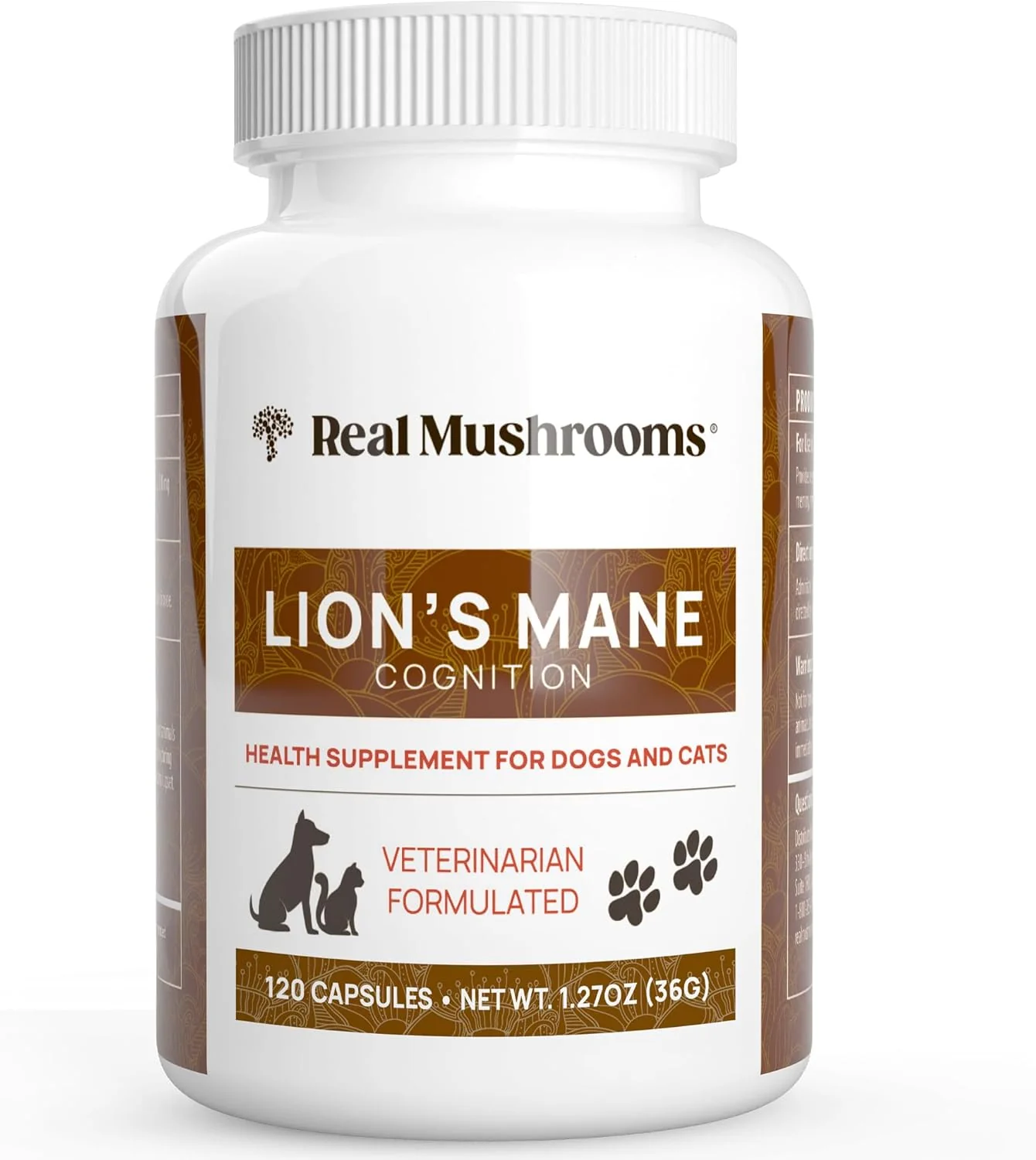 Mushrooms Lion s Mane Pet Mushroom Supplement – Pet Wellbeing Capsules – for Cat Dog Supplement Vitamins – Support Mindful Routines – Organic Vegan Non-GMO 120 Count Classic