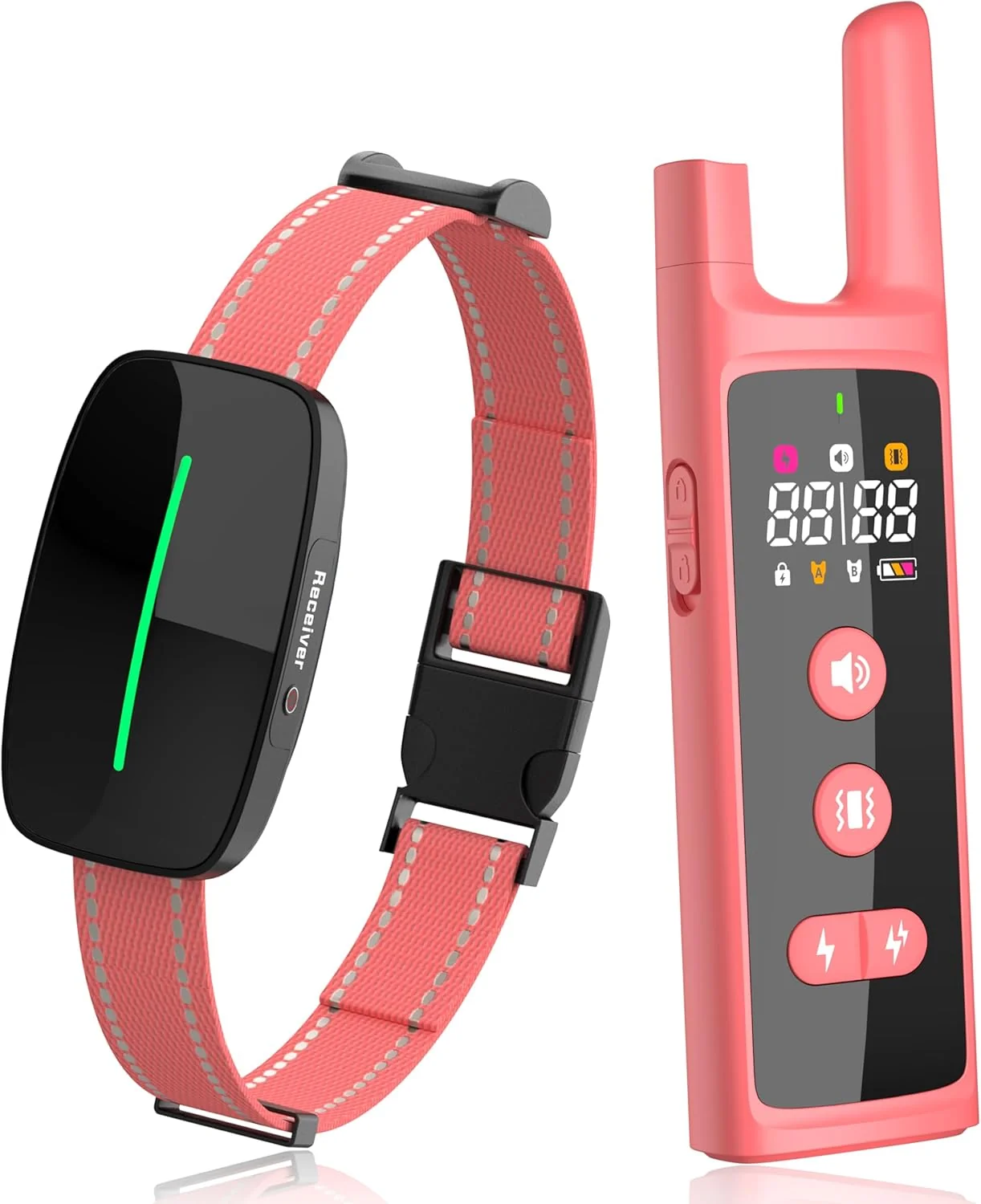 Next-Generation Dog Training Shock Collar 4000FT Dog Bark Collar with Remote IP67 Waterproof 4 Training Modes Beep Vibration Shock Light Mode Magnetic Charger Electric Dogs Collar 8-25 inches Double Shock Rose Bloom Casual