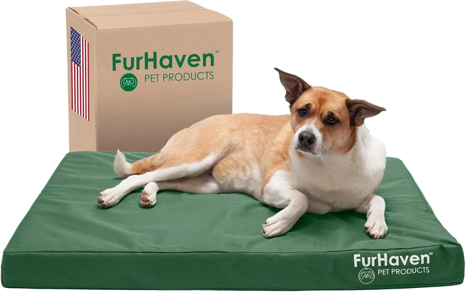 Official Furhaven Water-Resistant Cooling Gel Dog Bed for Large Medium Dogs w Removable Washable Cover For Dogs Up to 55 lbs - Indoor Outdoor Logo Print Oxford Polycanvas Mattress - Forest Large Outstanding