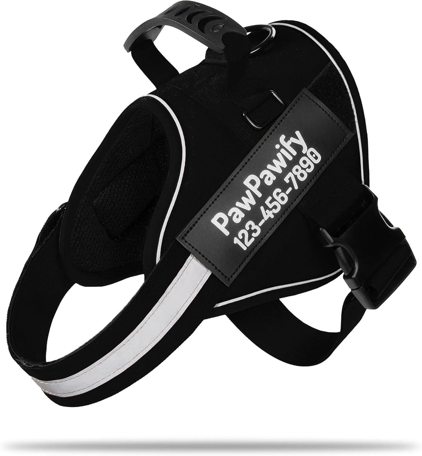 Environmentally Friendly PawPawify Custom No Pull Dog Harness with Name and Phone Number Heavy Duty Personalized Pet Vest to Prevent Tugging Pulling or Choking Training and Walking New Black S 10-19LBS Functional
