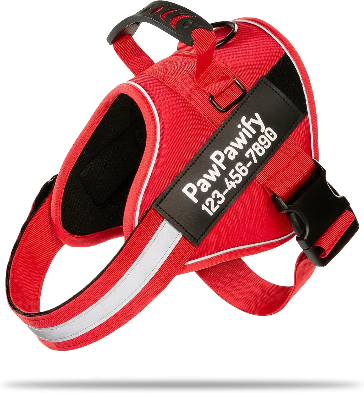 Expertly Made PawPawify Custom No Pull Dog Harness with Name and Phone Number Heavy Duty Personalized Pet Vest to Prevent Tugging Pulling or Choking Training and Walking New Red XXL 85-140 LBS Breathable