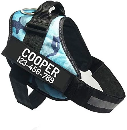 Outstanding PawPawify Custom No Pull Dog Harness with Name and Phone Number Heavy Duty Personalized Pet Vest to Prevent Tugging Pulling or Choking Training and Walking Camouflage Blue XL 60-85 LBS Natural