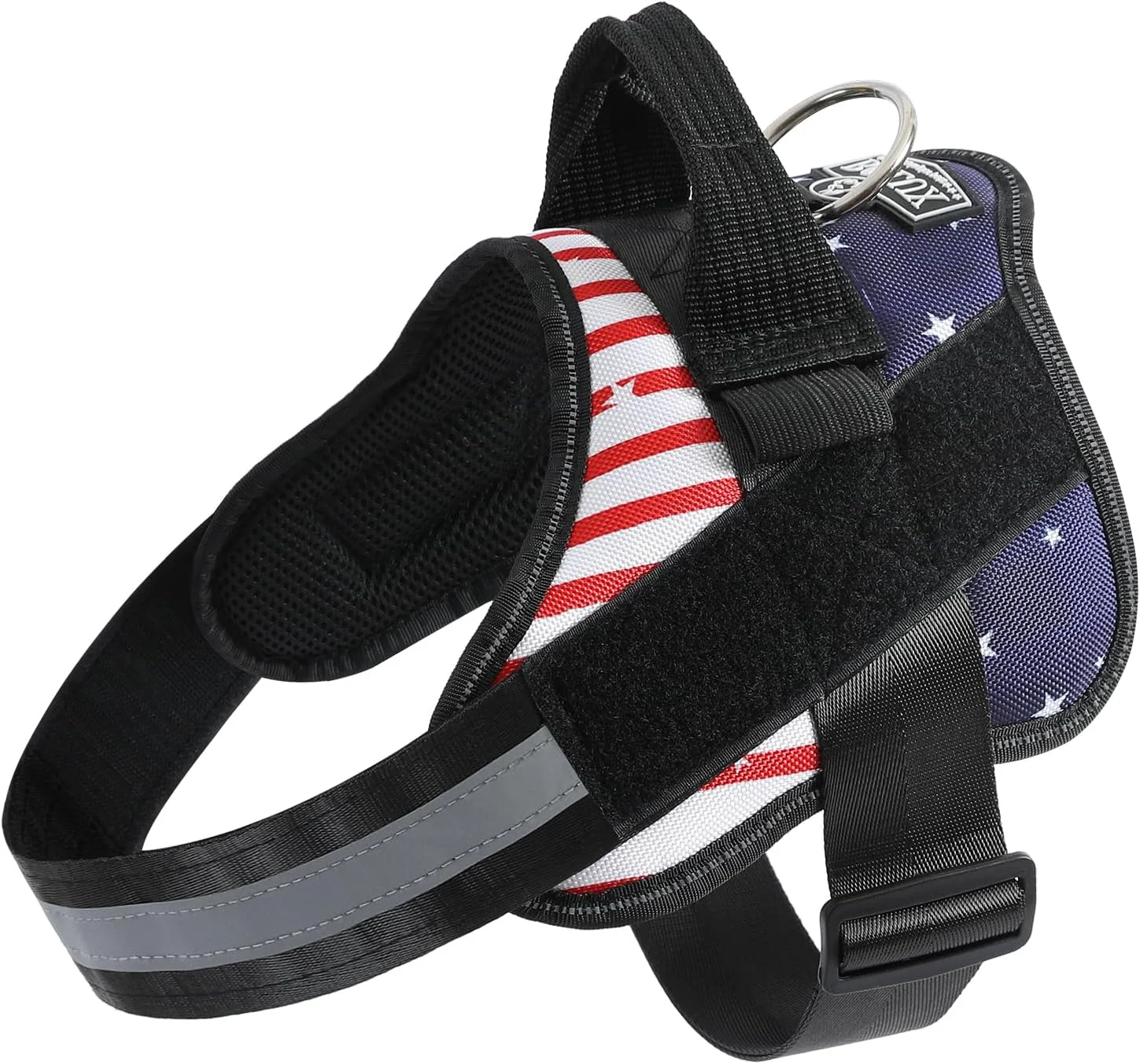 Contemporary Bolux Dog Harness No-Pull Reflective Dog Vest Breathable Adjustable Pet Harness with Handle for Outdoor Walking - No More Pulling Tugging or Choking Flag Medium Trendy