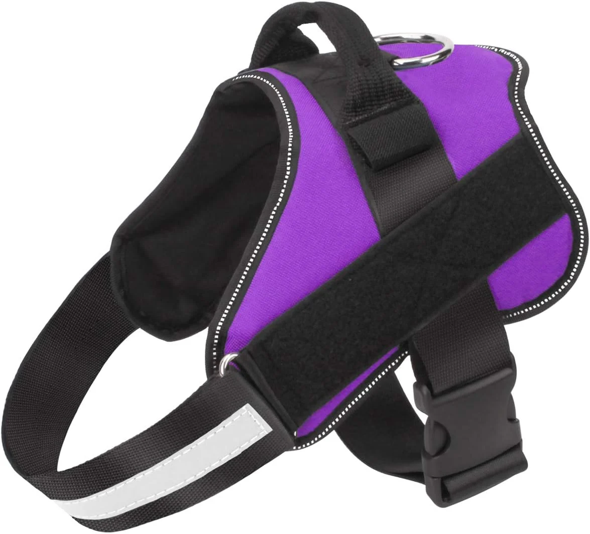 Detailed Bolux Dog Harness No-Pull Reflective Dog Vest Breathable Adjustable Pet Harness with Handle for Outdoor Walking - No More Pulling Tugging or Choking Purple S Powerful