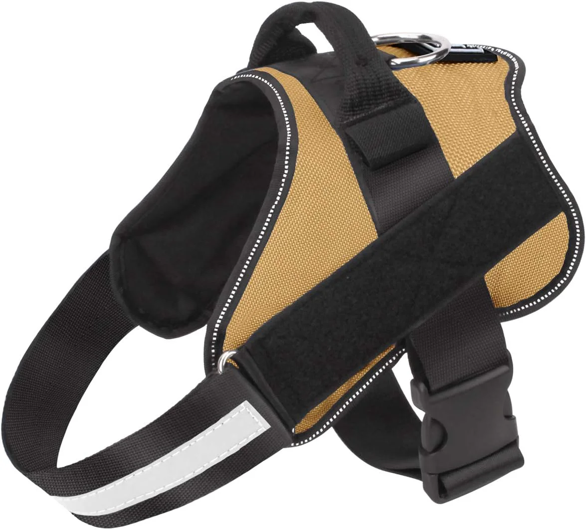 Refined Bolux Dog Harness No-Pull Reflective Dog Vest Breathable Adjustable Pet Harness with Handle for Outdoor Walking - No More Pulling Tugging or Choking Army Yellow S Crafted