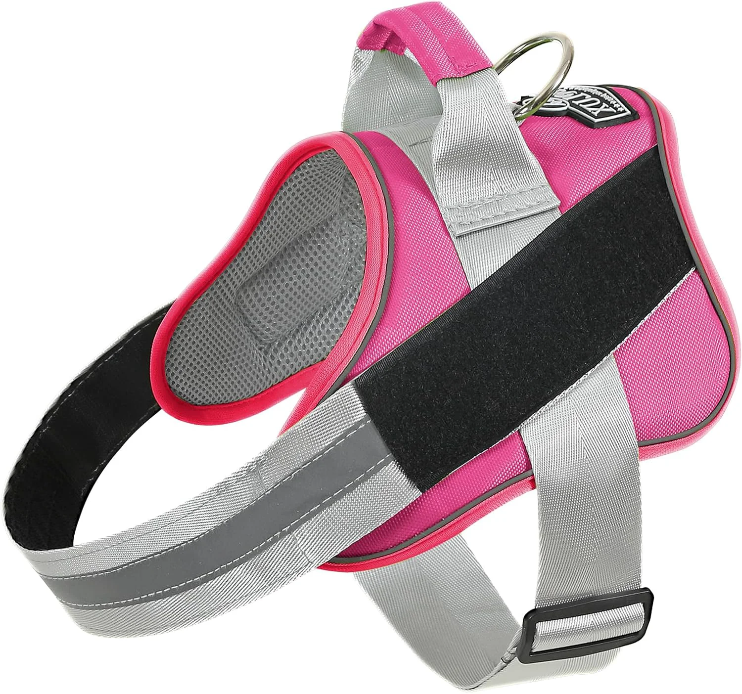 Contemporary Bolux Dog Harness No-Pull Reflective Dog Vest Breathable Adjustable Pet Harness with Handle for Outdoor Walking - No More Pulling Tugging or Choking Fuchsia Large Pack of 1 Safe