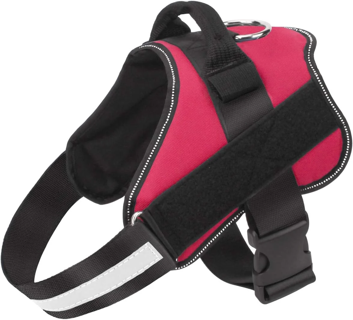 Convenient Bolux Dog Harness No-Pull Reflective Dog Vest Breathable Adjustable Pet Harness with Handle for Outdoor Walking - No More Pulling Tugging or Choking Red M Pure