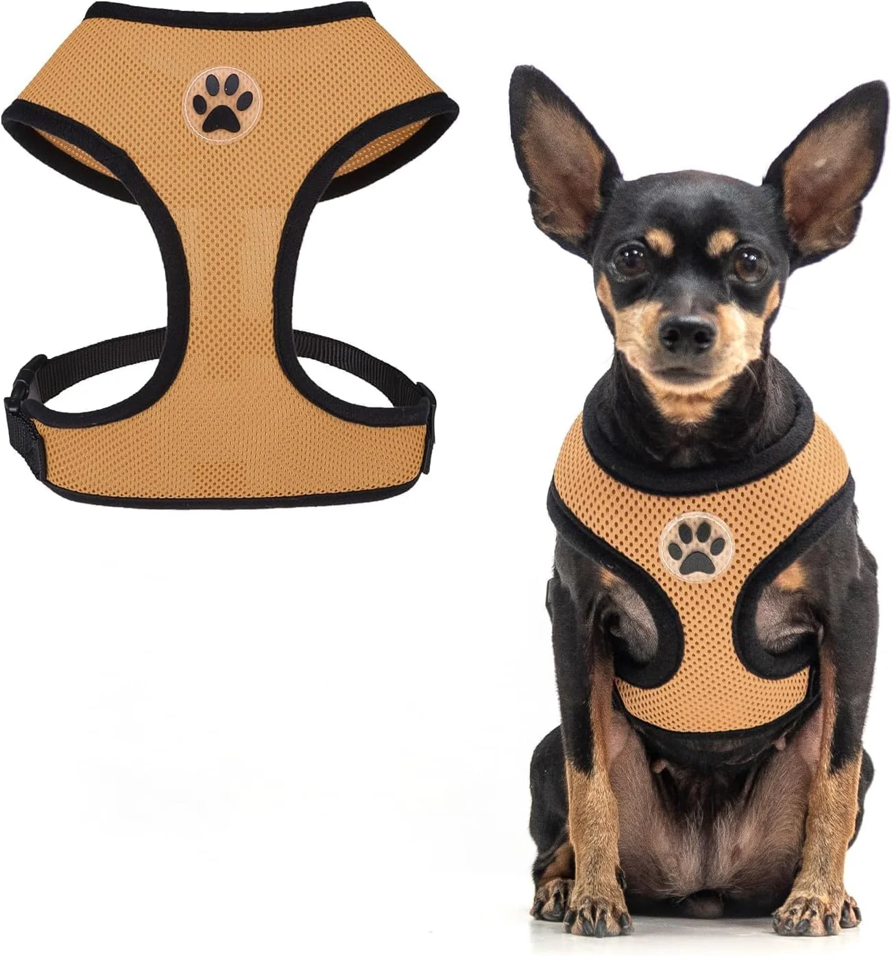 Top-Quality BINGPET No Pull Dog Harness Soft Mesh Breathable All Weather Vest Safety Protection Design Durable Adjustable Step-in Easy Walk Dog Harness for Small Medium Large Dogs Beige S Long-Lasting