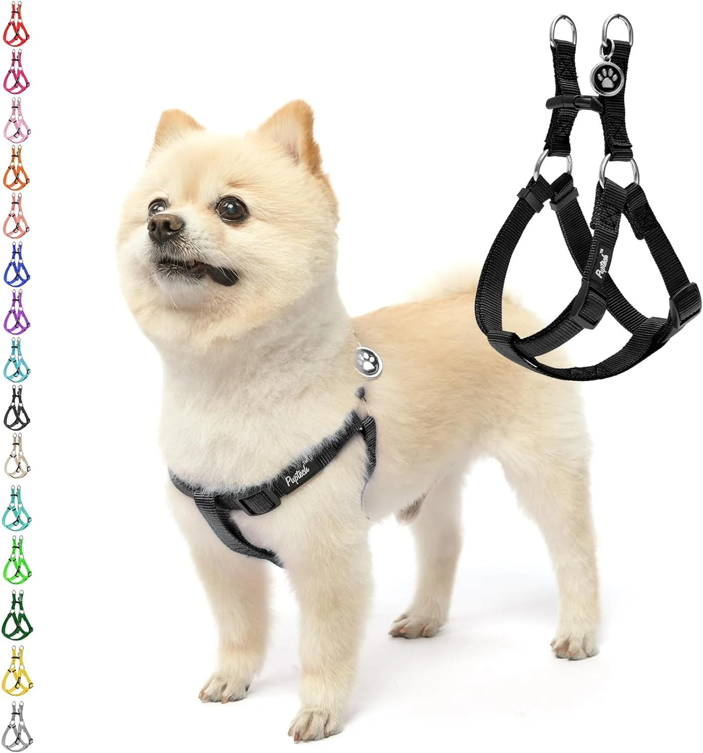 Natural PUPTECK No Pull Dog Harness Soft Adjustable Basic Nylon Step in Puppy Vest Outdoor Walking with ID Tag X-Small Carefully Designed