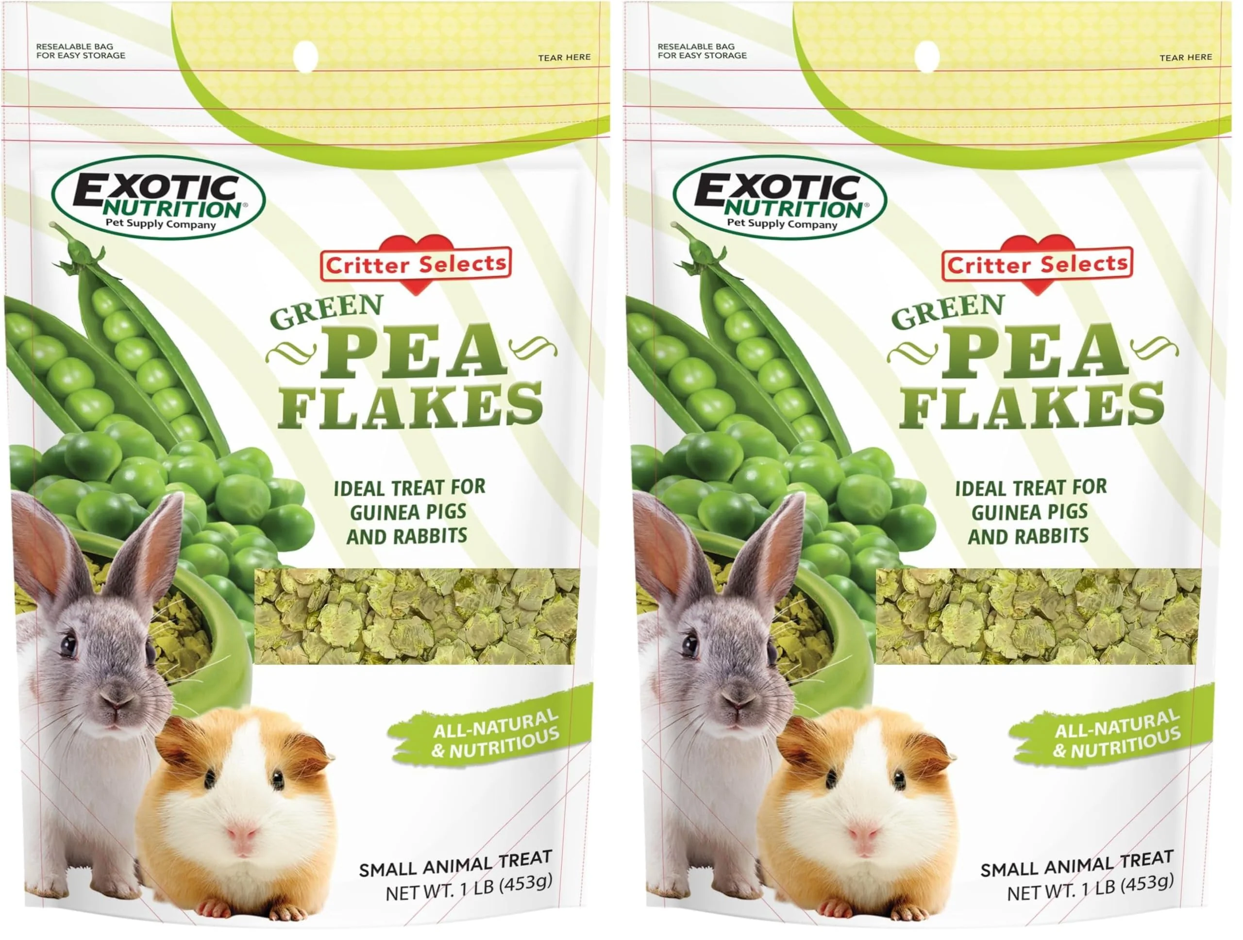 Sophisticated Exotic Nutrition Green Pea Flakes 1 lb - 2-Pack Natural Dried Veggie Treats for Small Pets Contemporary