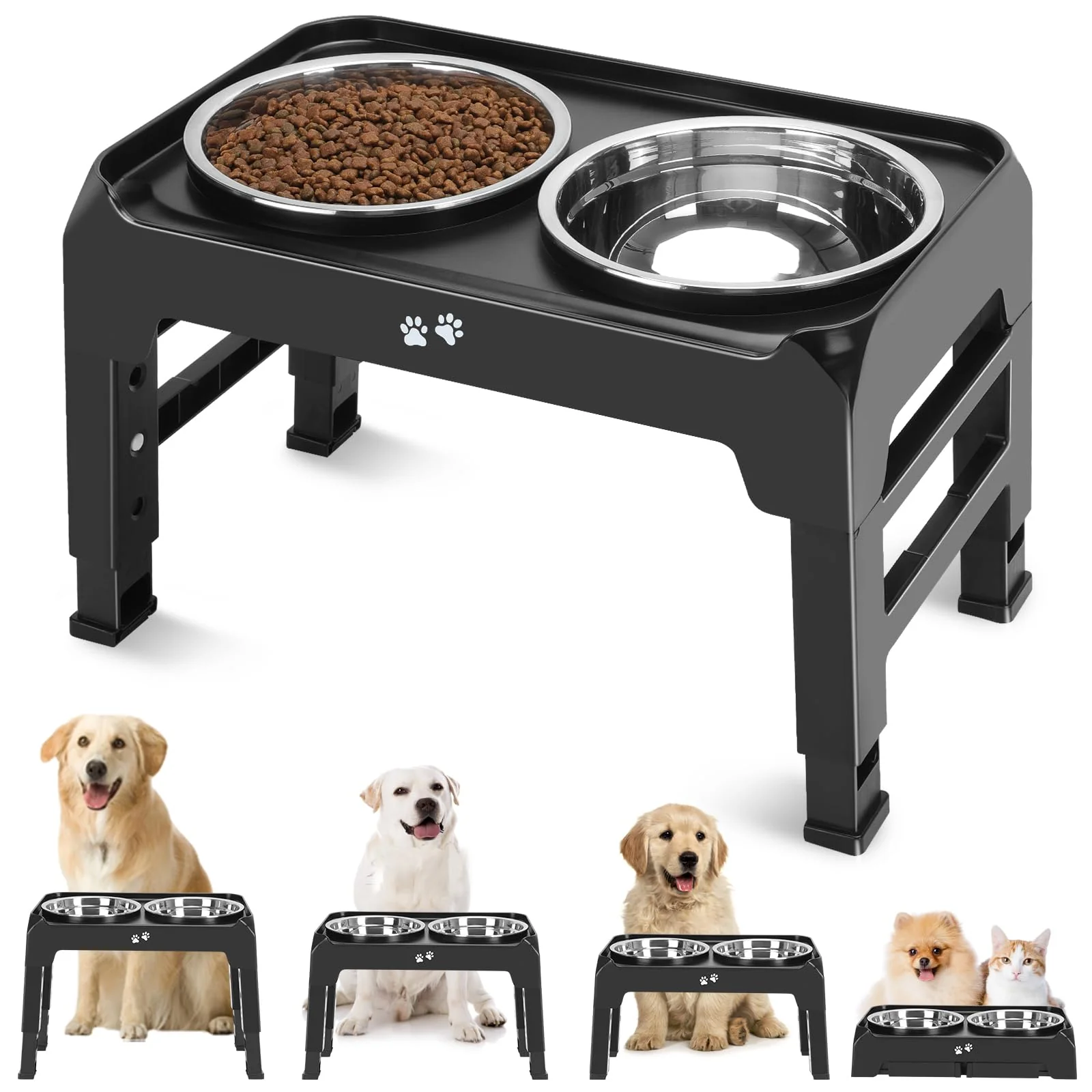 Outstanding COMESOON d Dog Bowls – 4-Height Adjustable Stand 50oz Stainless Steel Bowls DB-W01 Selected