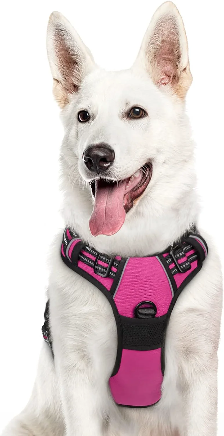 Effective Eagloo Dog Harness Large Breed No Pull Service Vest with Reflective Strips and Control Handle Adjustable and Comfortable for Easy Walking No Choke Pet Harness with 2 Metal Rings Rose Red XL Prestigious