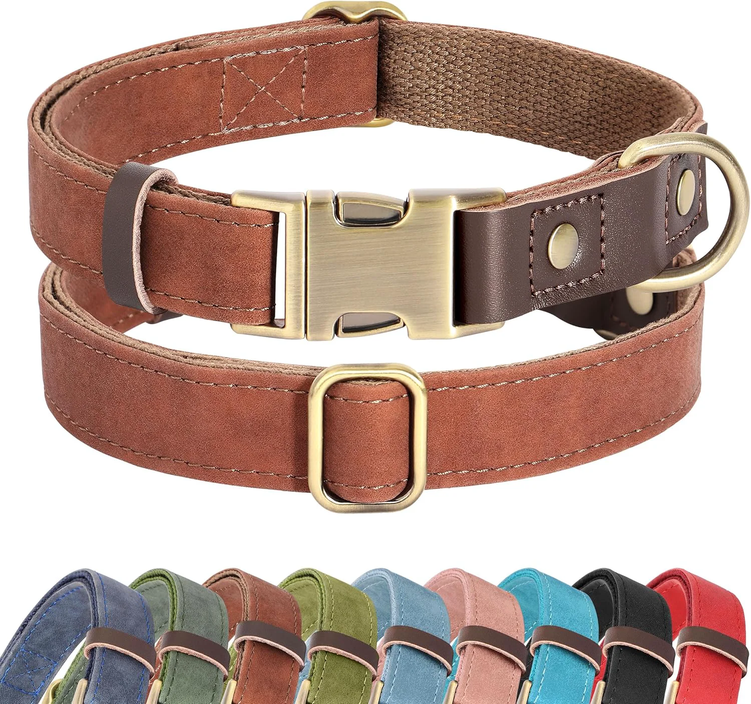 Powerful Didog Soft PU Leather Dog Collars for Small Dogs Classic Adjustable Dog Collars with Quick Release Metal Buckle Easy Clean and Comfortable with Nylon Lining Brown S Neck 10-15 First-Class