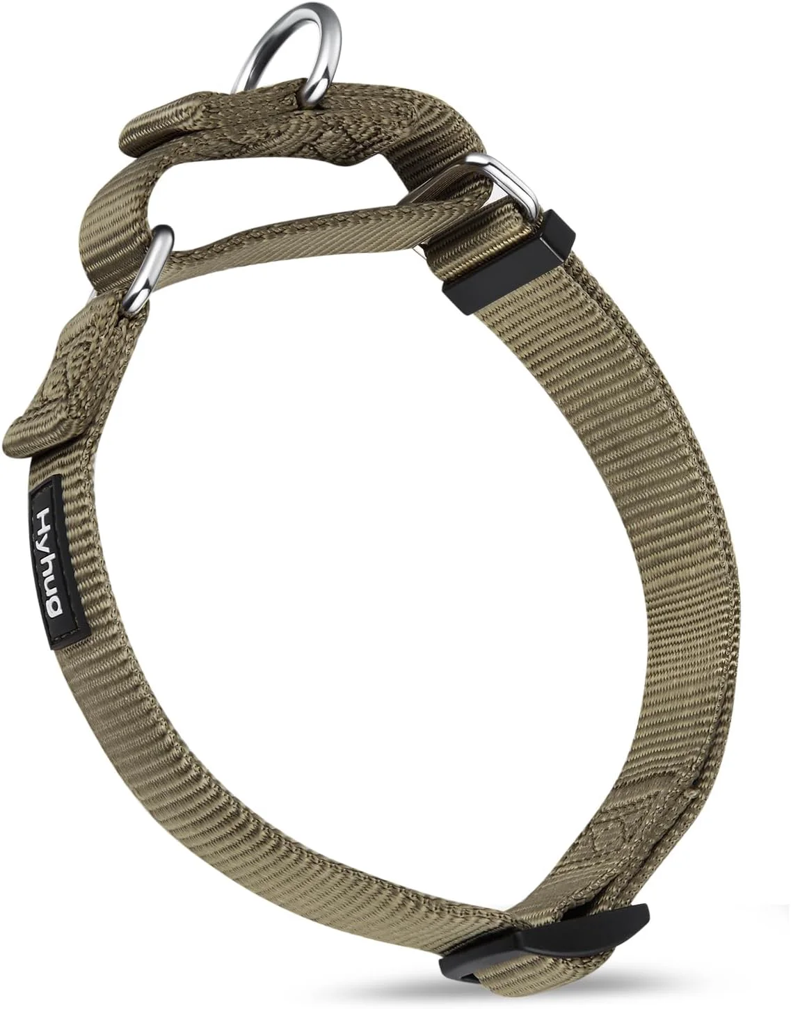 Powerful Hyhug Premium Upgraded Sturdy Nylon Escape-Proof Martingale Dog Collar for Large Breeds Dogs Comfy and Safe - Walking Professional Training Daily Use. Large Military Green Artisan