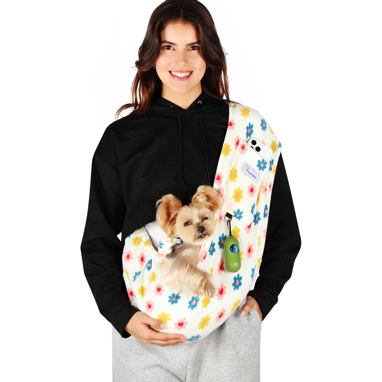 Specialty Yunpawpet Dog Carrier Sling Large Daisy – Adjustable Indoor Comfort for Small Dogs Secure