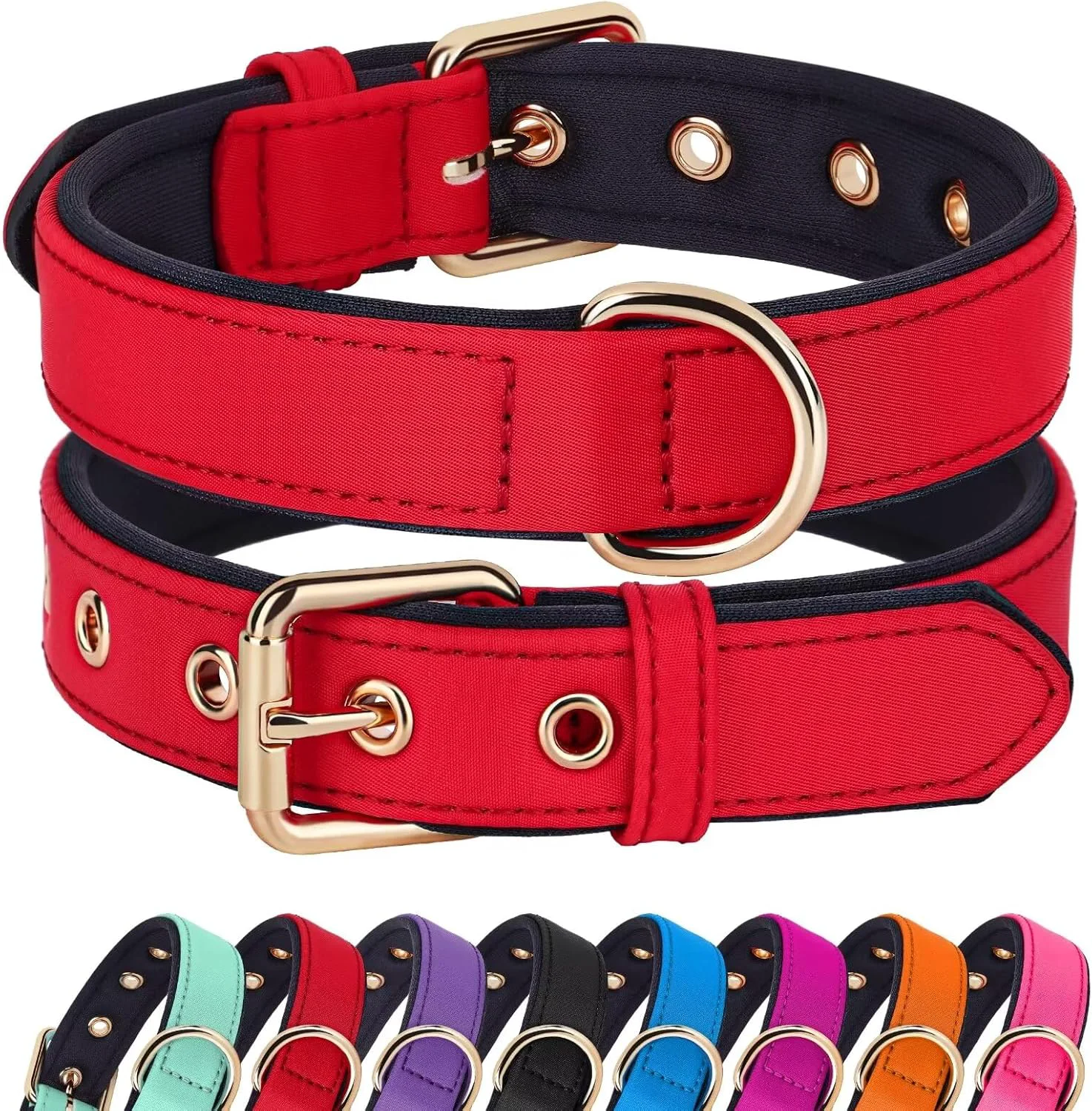 Environmentally Friendly Didog Soft Padded Dog Collars for Small Dogs Lightweight and Breathable Dog Collar with Metal Buckle for Puppy Red S Unique