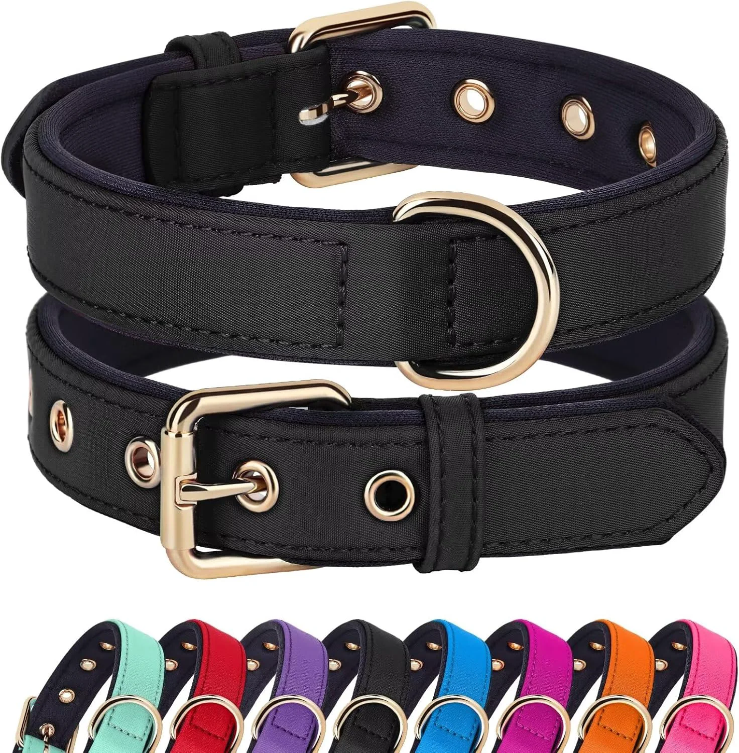 Superior Didog Soft Padded Dog Collars for Medium Dogs Lightweight and Breathable Dog Collar with Metal Buckle Black L Exceptional