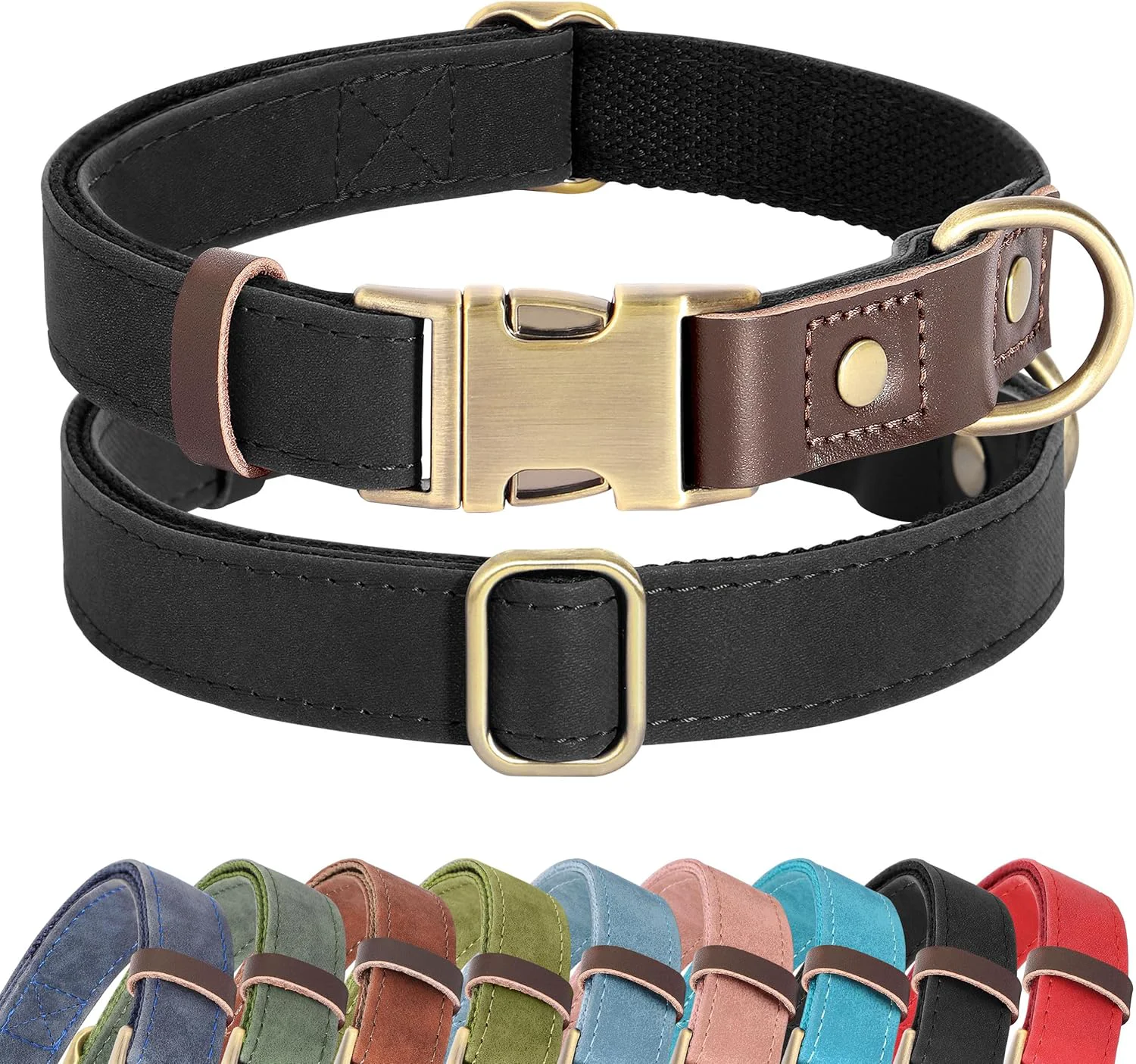 Convenient Didog Soft PU Leather Dog Collar for Large Dogs Classic Adjustable Dog Collars with Quick Release Metal Buckle Easy Clean and Comfortable with Nylon Lining Black L Neck 15-23 Trusted
