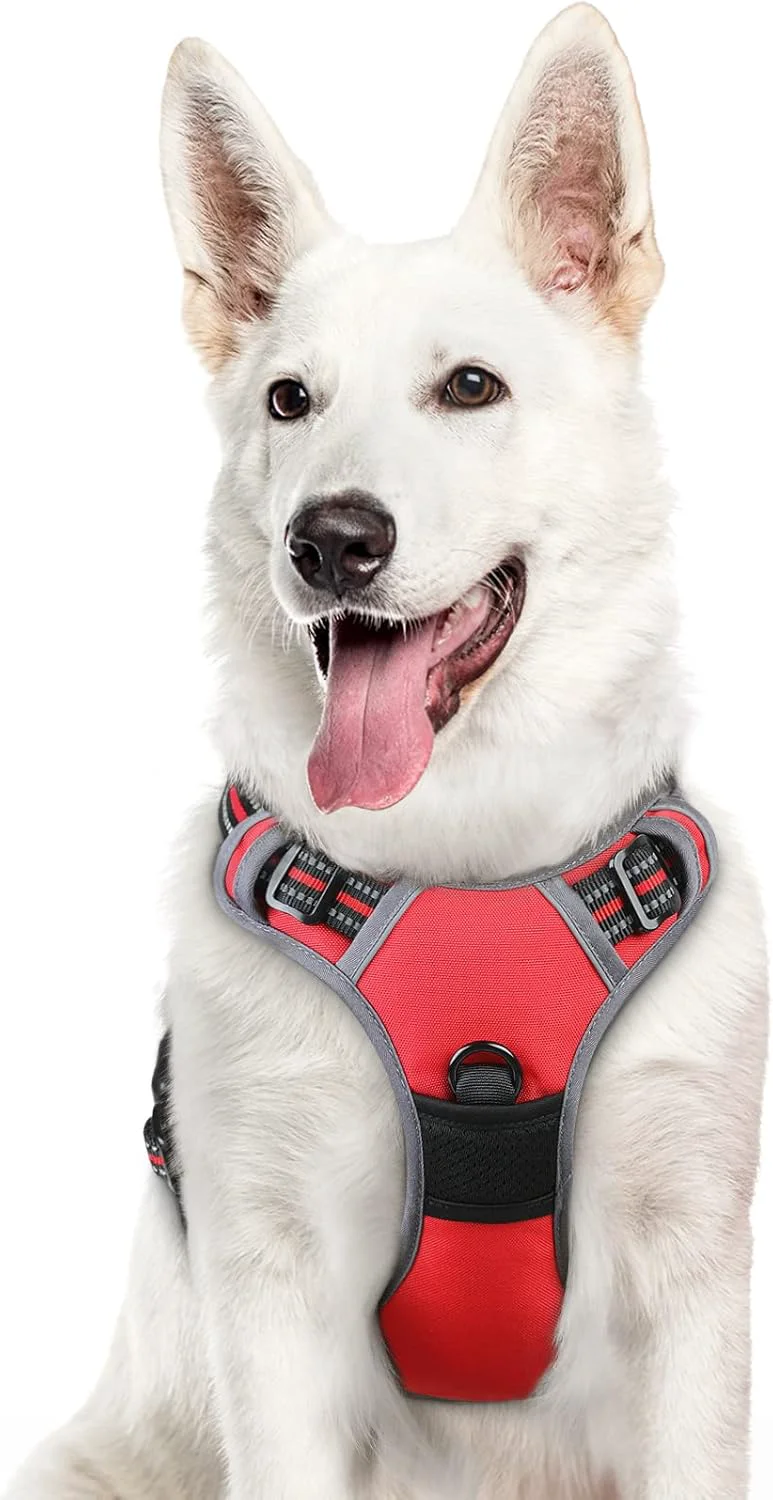 Quality Eagloo Dog Harness Large Breed No Pull Service Vest with Reflective Strips and Control Handle Adjustable and Comfortable for Walking No Choke Pet Harness with 2 Metal Rings Red XL Powerful