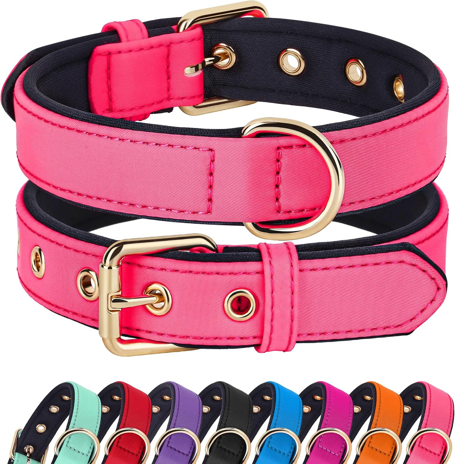 Premium Didog Soft Padded Dog Collars for Medium Dogs Lightweight and Breathable Pink Dog Collar with Metal Buckle Pink L Classic