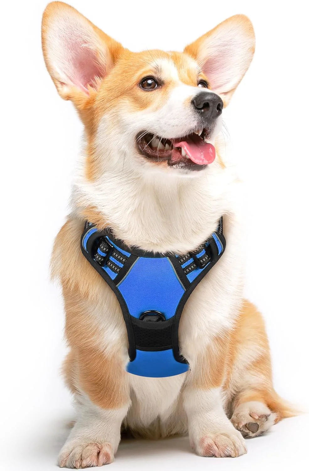 Powerful Eagloo Dog Harness Medium Sized Dog No Pull Service Vest with Reflective Strips and Control Handle Adjustable and Comfortable for Easy Walking No Choke Pet Harness with 2 Metal Rings Blue M Soft