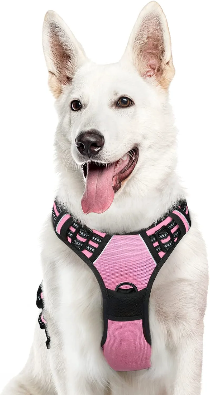 Elite Eagloo Dog Harness Large Breed No Pull Service Vest with Reflective Strips and Control Handle Adjustable and Comfortable for Easy Walking No Choke Pet Harness with 2 Metal Rings Pink XL Selected