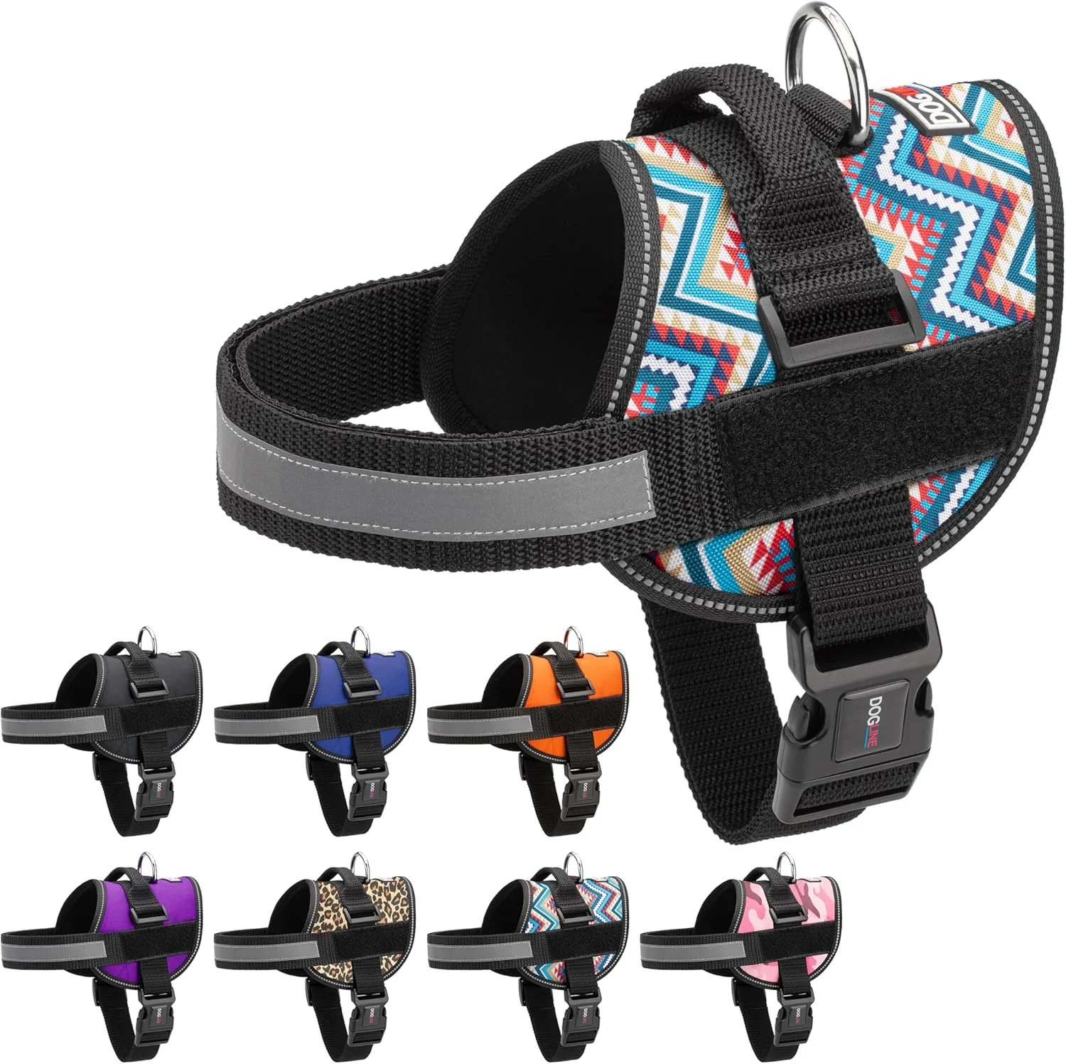 Efficient Dogline Dog Harness Reflective No-Pull Adjustable Vest with Handle for Walking Training Breathable No - Choke Harness for Small Medium or Large Dogs Room for Patches Aztec Design 2 XL 33 -46 Professional