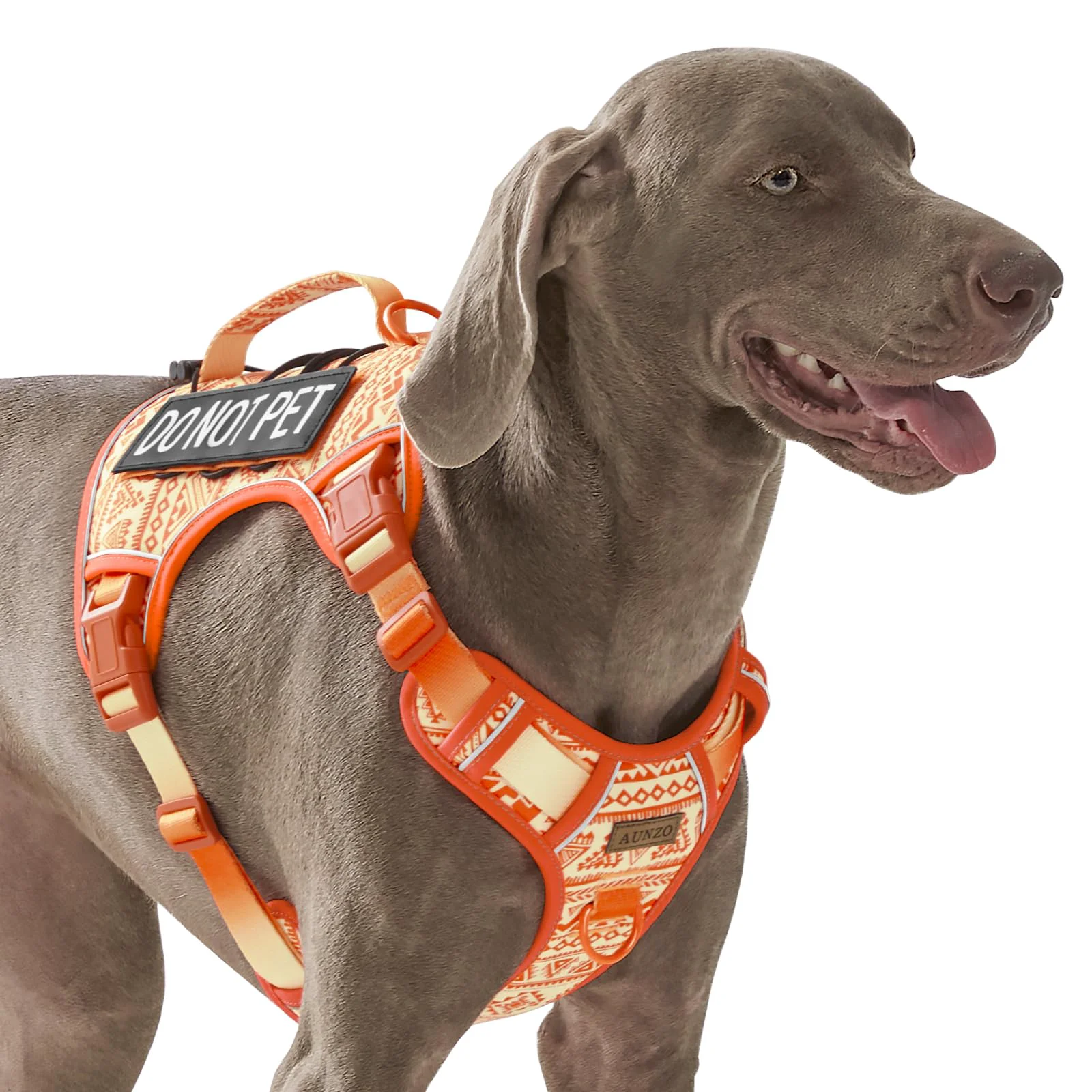 Trusted AUNZO Orange Tactical Dog Harness XL for Large Dogs No-Pull Reflective Handle Natural