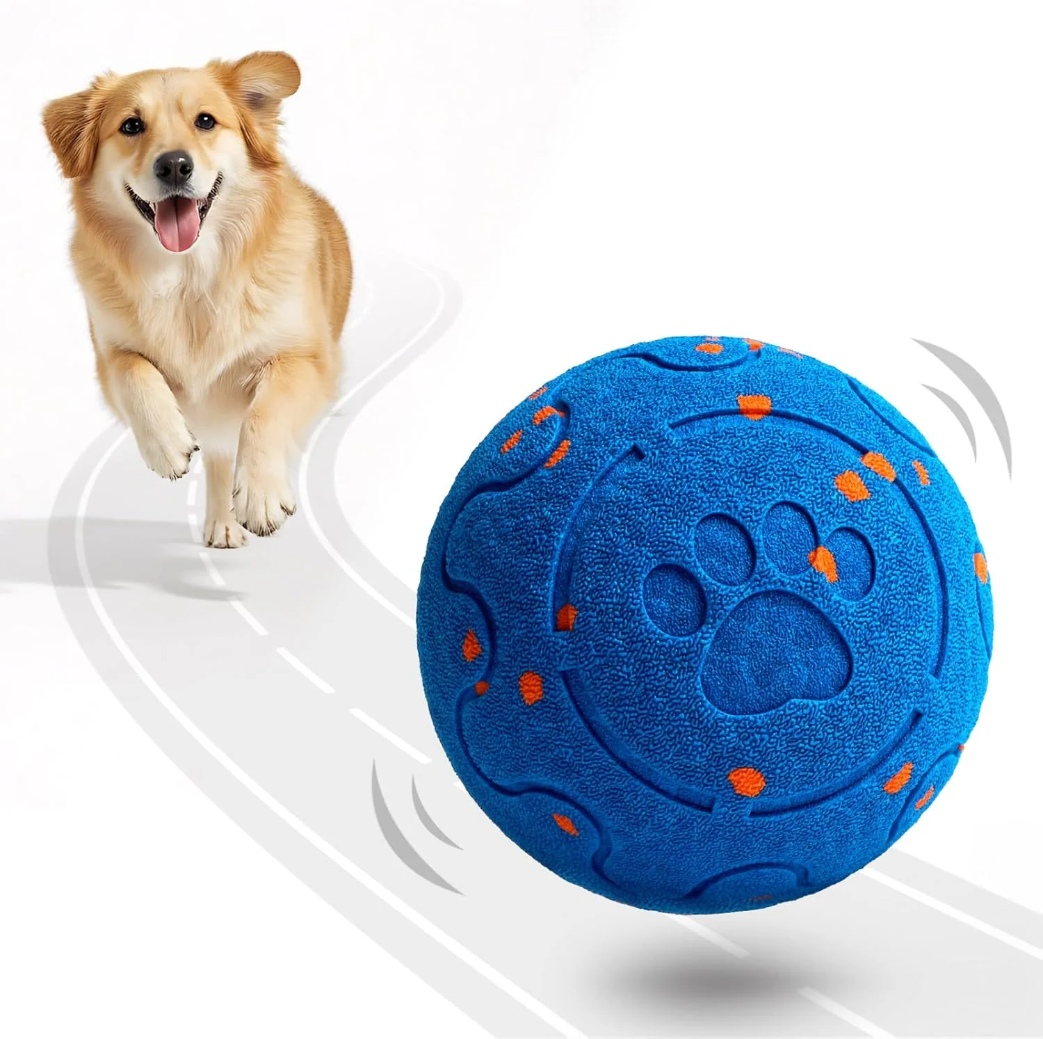Flexible Dog Balls Interactive Dog Ball Auto Rolling - Interactive Dog Toys for Aggressive Chewers - Bouncy Throwable Type-C Rechargeable Washable for Small Medium Large Dogs – Blue Modern