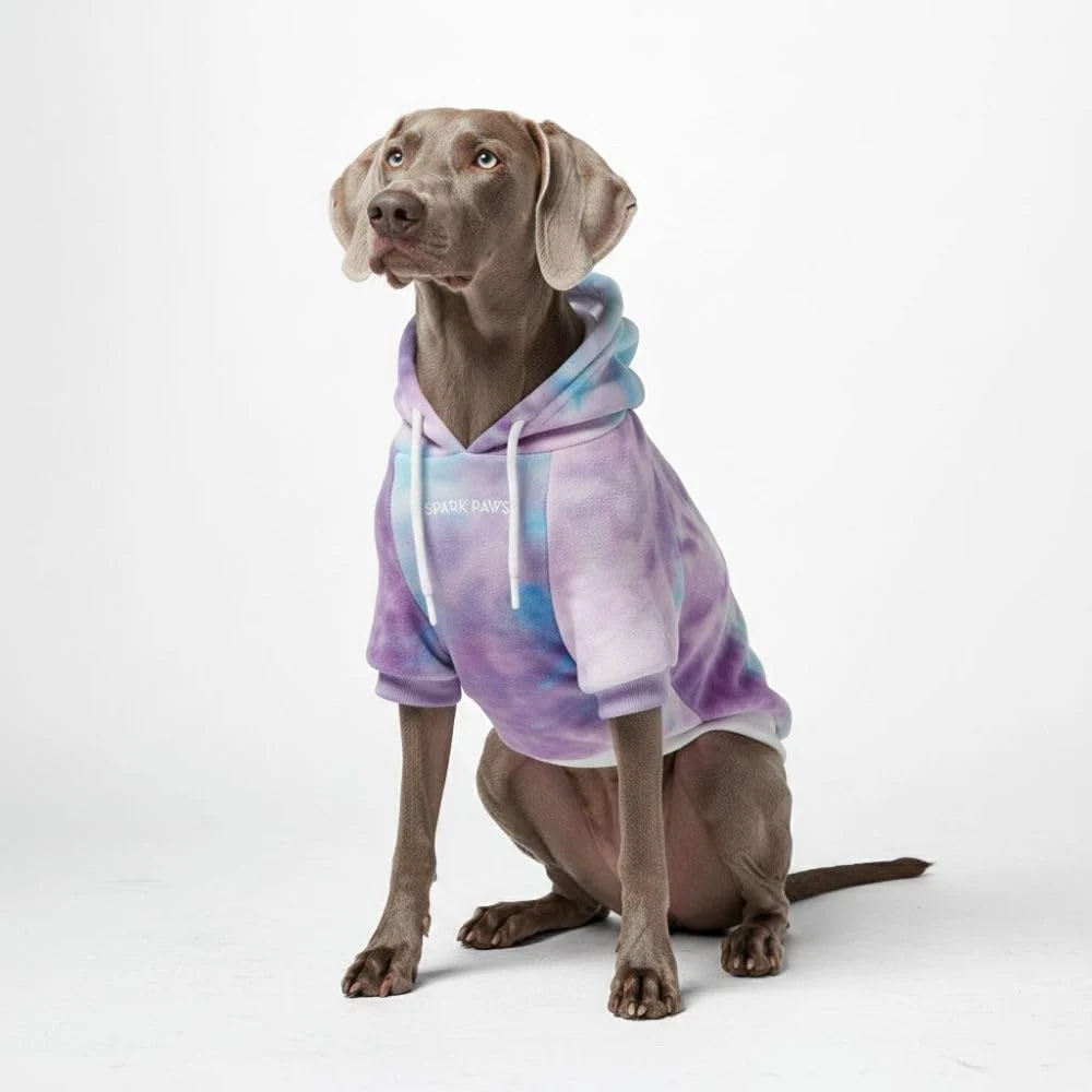Trusted Spark Paws Dog Hoodie – Premium 4-Way Stretch Sweater for Small to 3XL 90s Retro Sky Dye Top-Quality