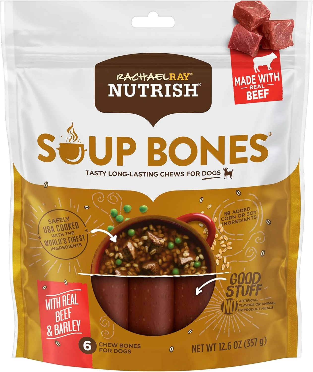 Convenient Rachael Ray Nutrish Soup Bones Dog Treats Beef Barley Flavor 6 Bones Fast