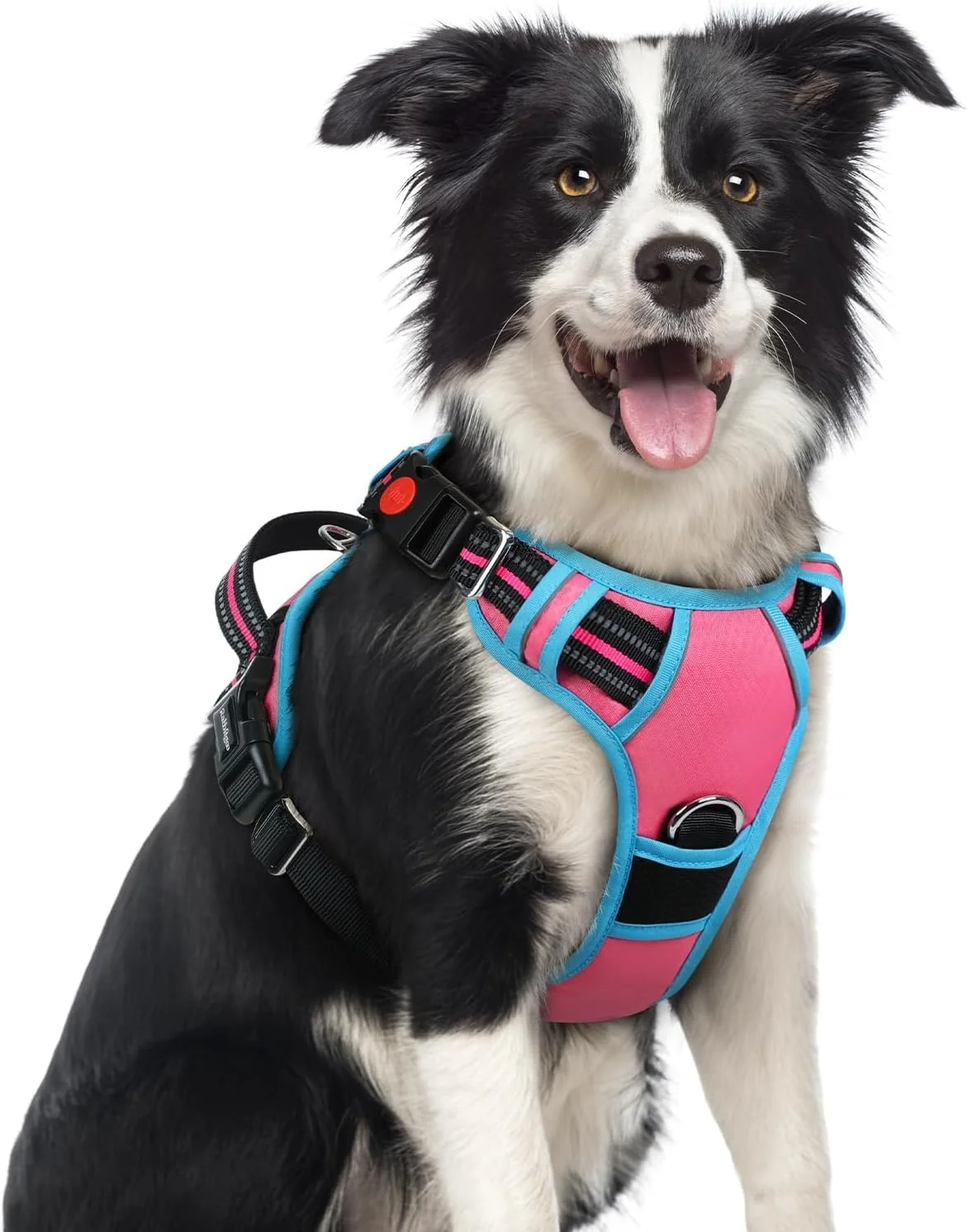 Original Design rabbitgoo Dog Harness Medium Sized No Pull Dog Vest with 3 Buckles Adjustable Soft Padded Pet Harness with Easy Control Handle and Reflective Strips Rose Pink Blue M Contemporary