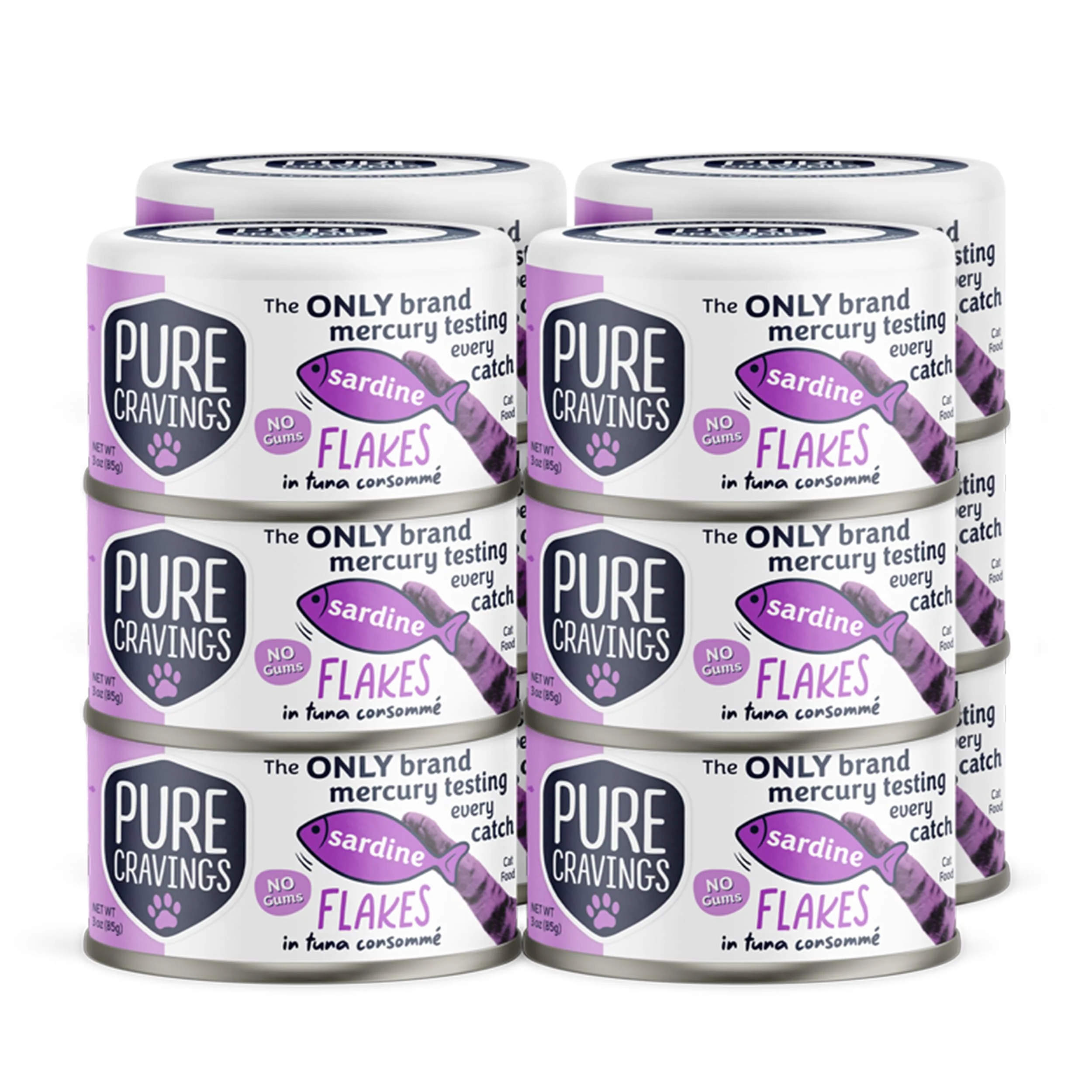 Minimalist Pure Cravings Sardine Flakes in Tuna Consommé — Wet Cat Food 3oz Cans Pack of 12 Proven