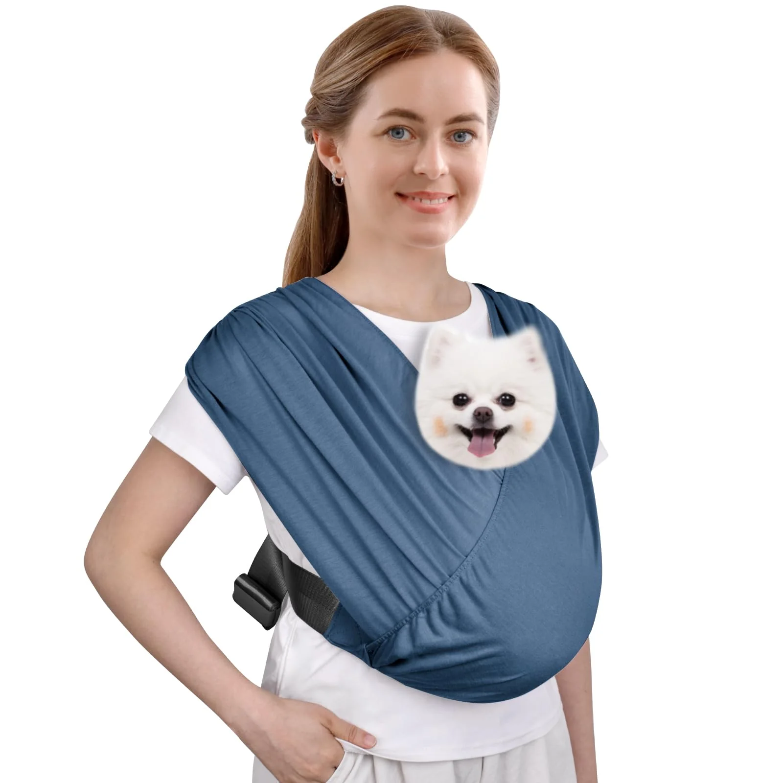 Original Design CUBY Swaddle Dog Sling Carrier for Small Dogs – Lightweight Front-Facing Puppy Carrier Blue Proven