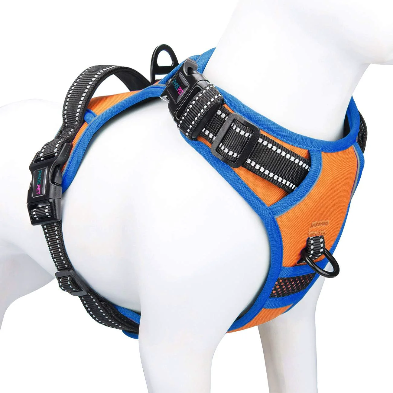 High-End PHOEPET 2019 Reflective Dog Harness Large Breed Adjustable No Pull Vest with with Handle 2 Metal Rings 3 Buckles Easy to Put on Take Off XL Orange Sustainable