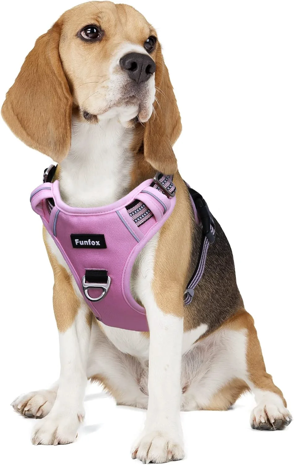 Selected Funfox Dog Harness No Pull Adjustable Pet Vest Harness Super Soft Material with Vertical Handle Easy Control Reflective Night Walking 2 Leash Clips for Medium Sized Dogs Pink M Dependable