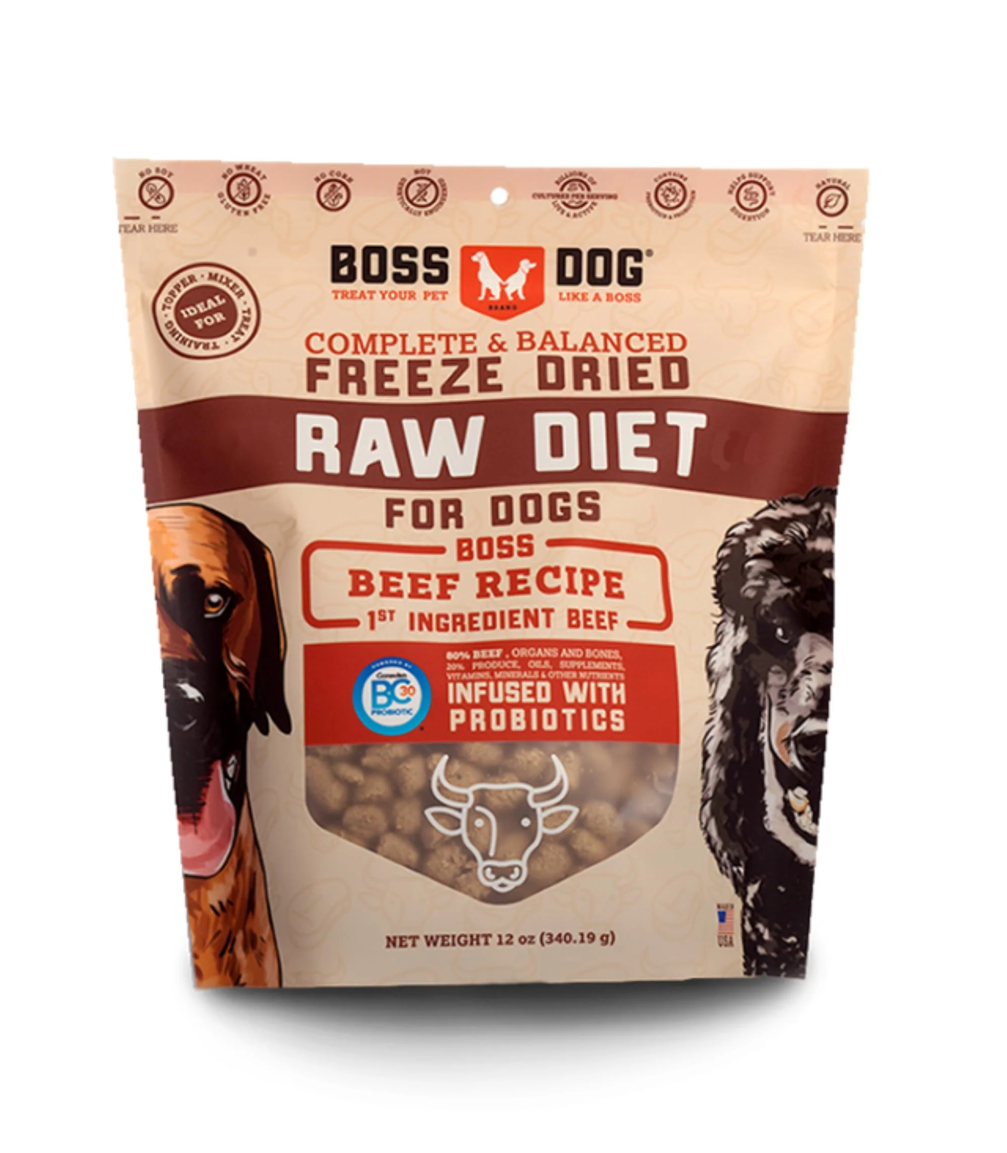 Trusted Boss Dog Complete Balanced ze Dried Raw Diet for Dogs – Beef Recipe 12 oz Responsible