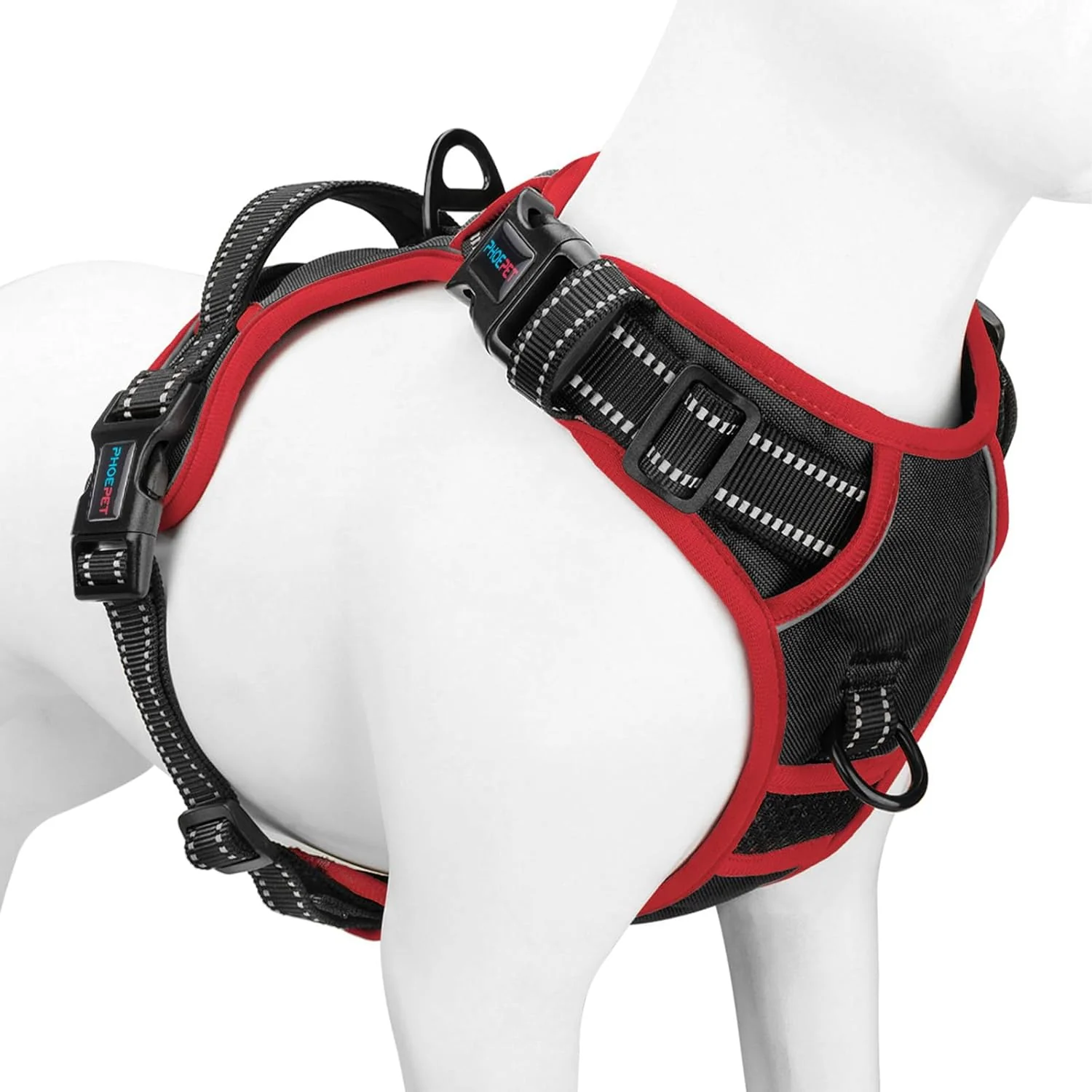 Convenient PHOEPET 2019 Upgraded No Pull Dog Harness Reflective Adjustable Vest with a Training Handle 2 Metal Leash Hooks 3 Snap Buckles 4 Slide Buckles XL Black Prestigious