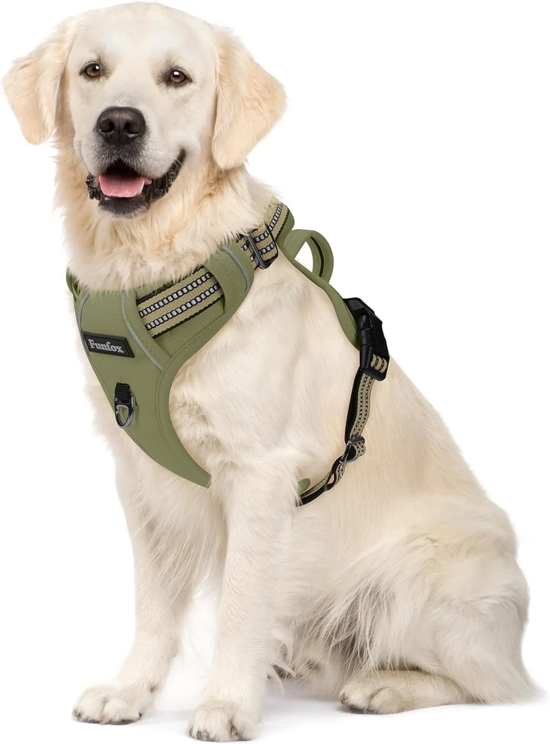 Elegant Funfox Dog Harness No Pull Adjustable Pet Vest Harness Super Soft Material with Vertical Handle Easy Control Reflective Night Walking 2 Leash Clips for XLarge Dogs Army Green XL Classic
