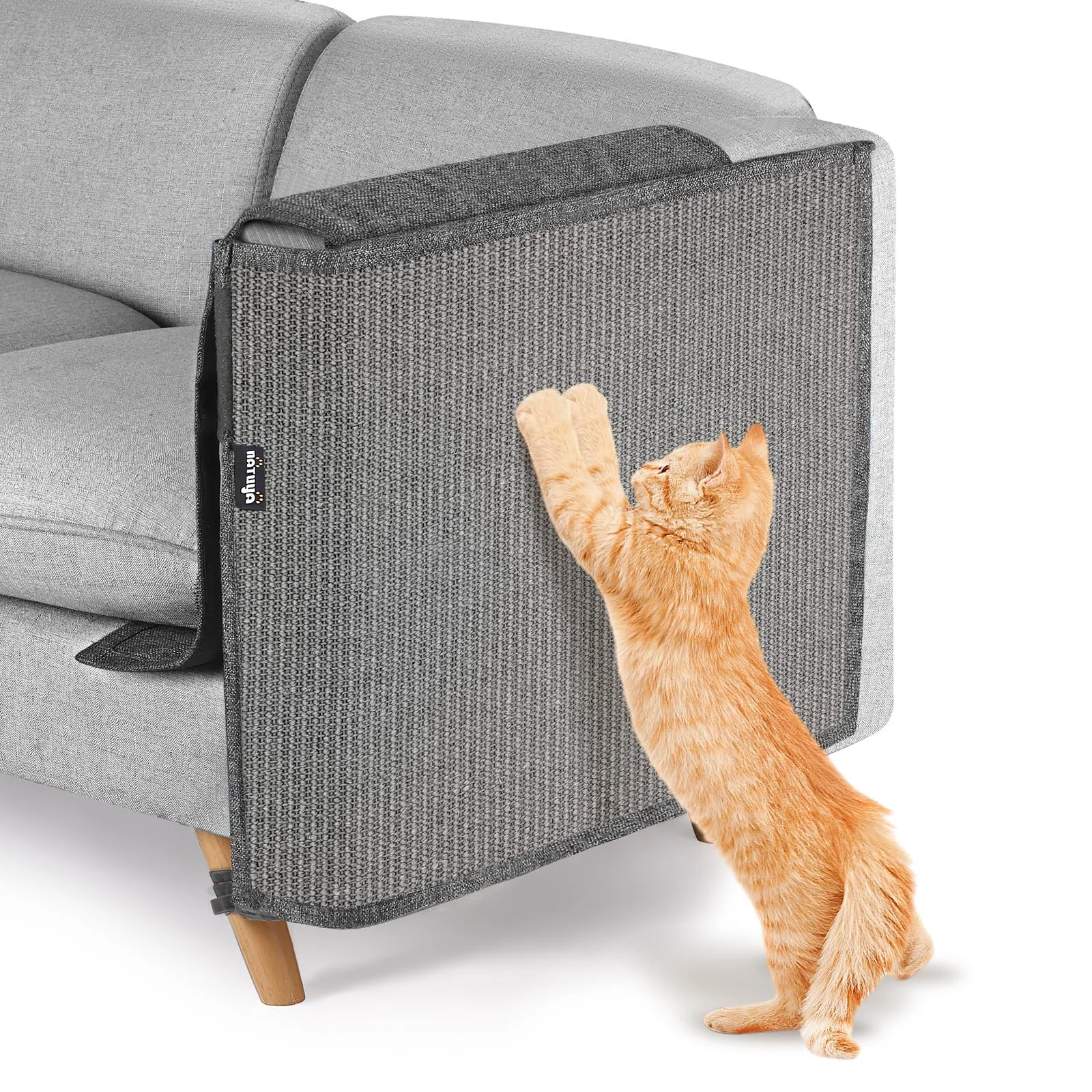 Durable NATUYA Cat Scratch Furniture Couch Protector – Large Sisal Armrest Cover Gray Left 27x19 Superior