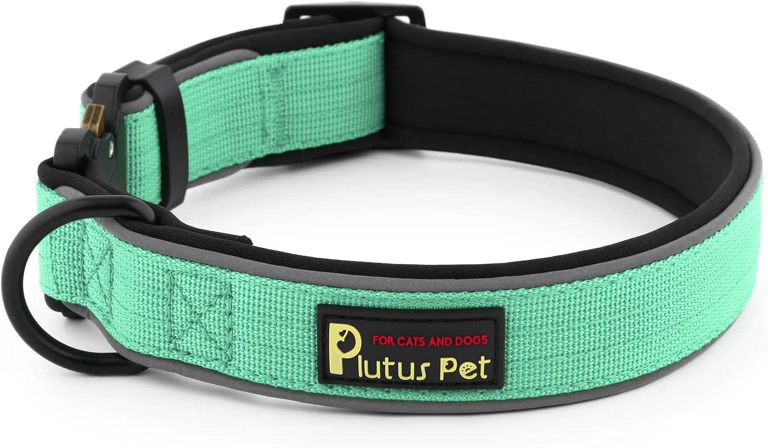 Dependable Plutus Pet Tactical Dog Collar Reflective Adjustable Heavy Duty Dog Collar Soft Padded and Comfortable for Small Medium and Large Dogs Teal L Contemporary