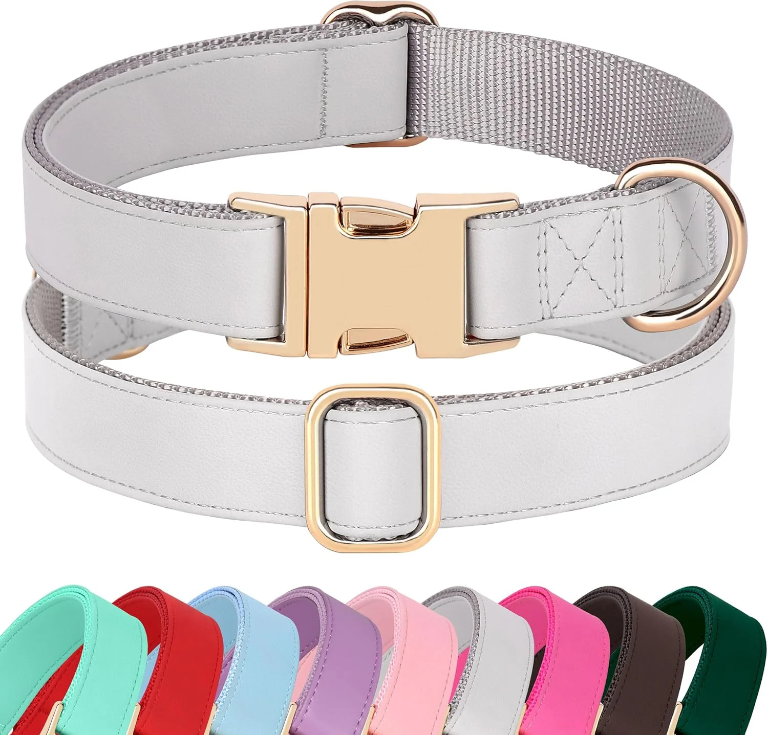 Trusted PET ARTIST Soft PU Leather Dog Collar for Medium Dogs Bright Classic Nylon Padded Durable Dog Collar Leather with Quick Release Metal Buckle Adjustable for Male Dogs Neck Fit 13-19 Selected