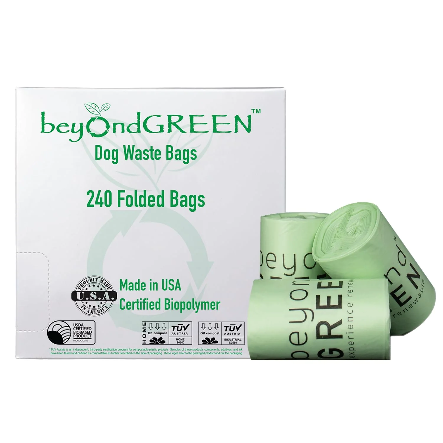 Durable bioDOGradable beyondGREEN Plant-Based Dog Poop Bags for Leash Dispenser – 240 Bags 16 Rolls 9x12 Optimized