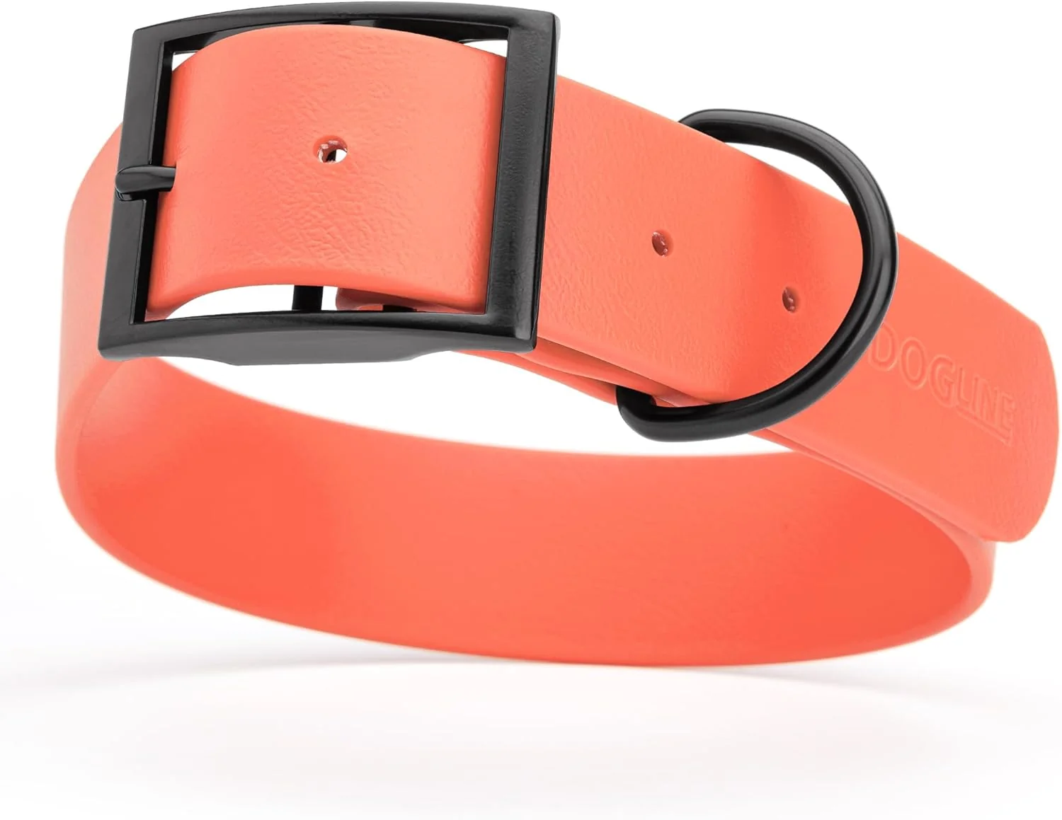 Expertly Made Dogline Biothane Waterproof Dog Collar Strong Coated Nylon Webbing with Black Hardware Odor- Proof for Easy Care Easy to Clean High Performance Fits Small Medium or Large Dogs Coral Practical